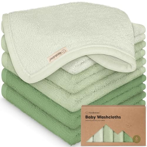 6Pack Baby Washcloths Soft Absorbent Viscose from Bamboo Washcloths for Face Body Baby Towels for Newborn Kids Toddlers Infant Gentle on Sensitive Skin 10x10 Reusable Face TowelsVerde
