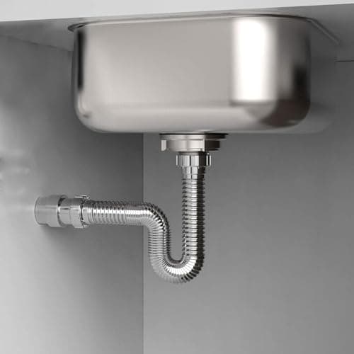 LIPKA Flexible Chrome Finish, PVC Waste Water Drain Outlet Pipe for Basin & Sink – 30 Inch Stretchable Drainage Tube | Waste Outlet Pipe for Kitchen Sink, Bathroom Basin, Washbasin & Drain Connection