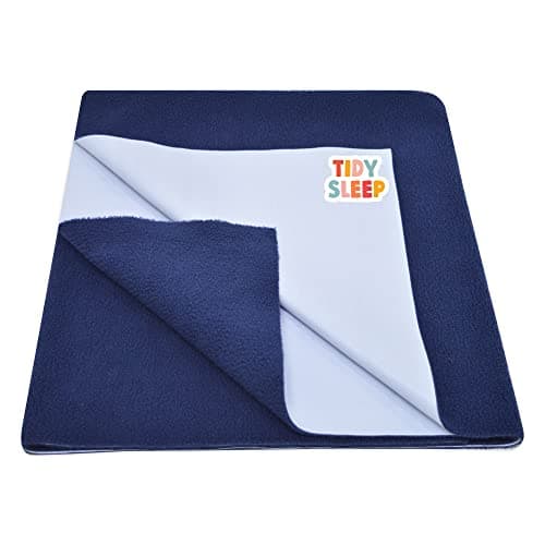 Tidy Sleep Instadry Anti-Piling Fleece Extra Absorbent Quick Dry Sheet for New Born Babies, Cotton Bed Protector Mattress Pack of 1 Navy Blue Medium (100x70) cm