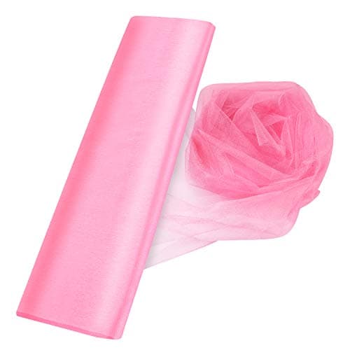 Crystal Organza Tulle Sheer Fabric Backdrop Curtains for Wedding Baby Shower Birthday Party Event Decor 19 by 30 Yard Light Pink