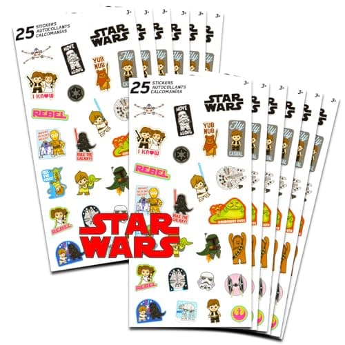 Star Wars Party Favors for Boys Girls 12 Pack Sticker Sheets for Kids Birthday Party Goodie Bags