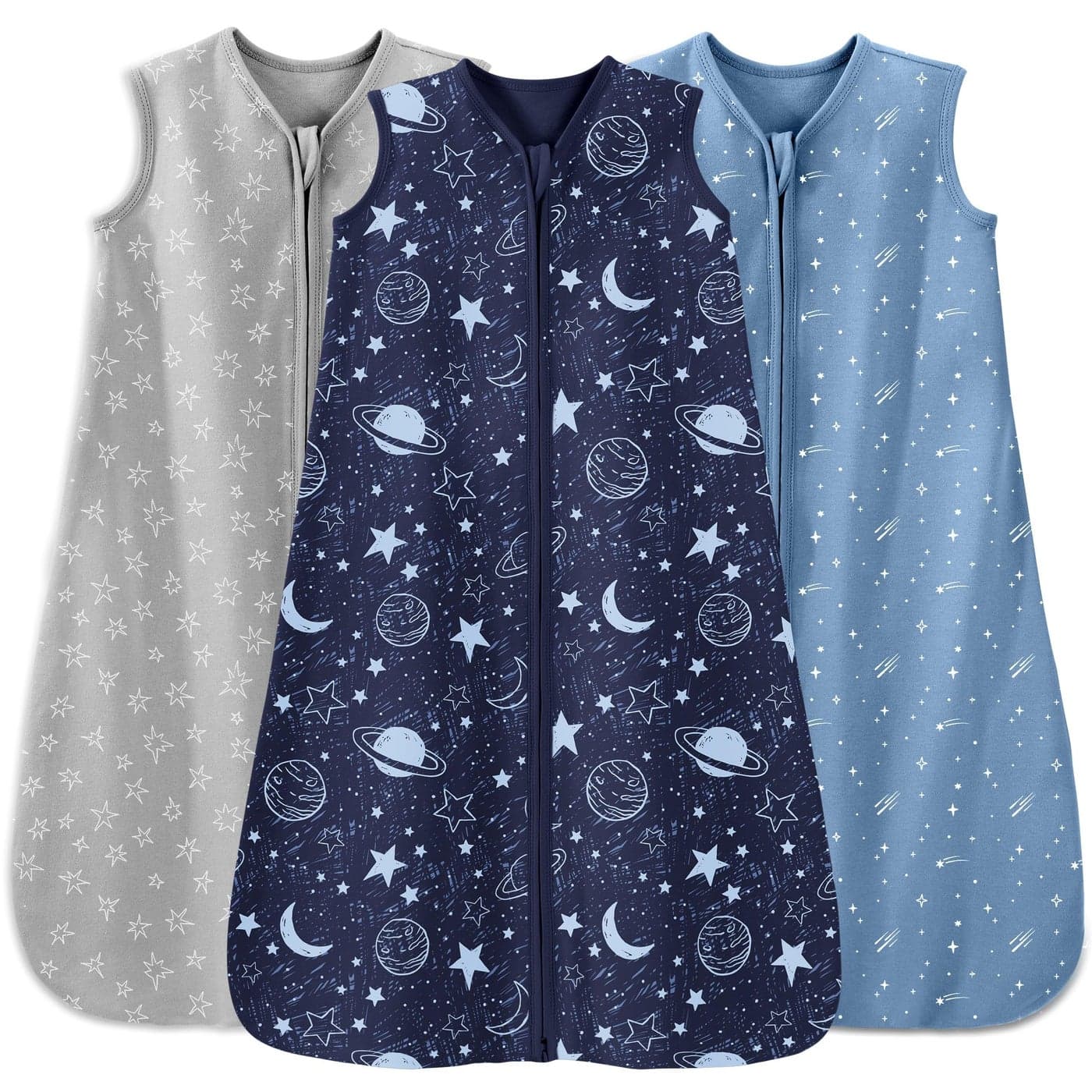 Unnivoll Baby Sleep Sack 1218 Months 3 Pack 100 Cotton Lightweight 05 TOG Wearable Blanket Baby Sleep Bag with 2Way Zipper for Infant Toddler Blue