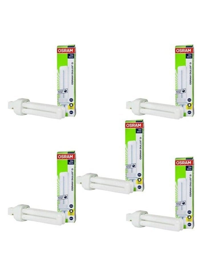 Osram Home Decorative High Qualtiy and Durable, 2 Pin Day Light Double Twin Tube CFL Bulb, 13 Watt Energy Saving Bulb, Cool White - (Pack of 5)