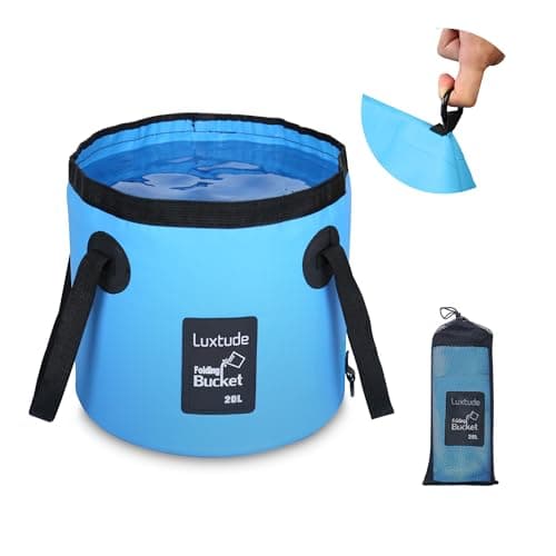 Luxtude Collapsible Bucket with Handle, Portable 5 Gallon Bucket for Camping, Fishing, Beach, Gardening, RV & Outdoor Emergency, Heavy-Duty & Ultra Lightweight Water Storage Container