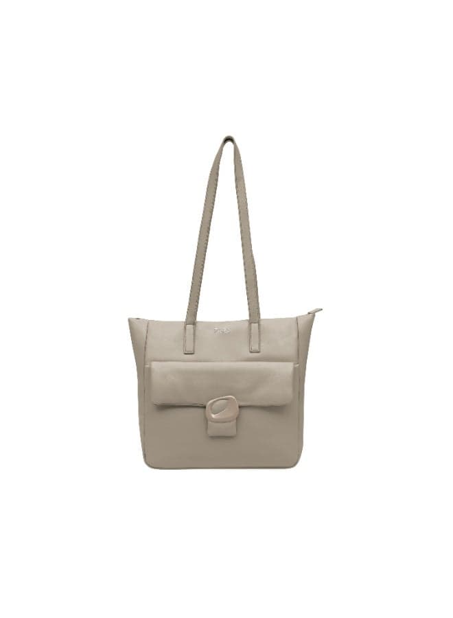 FOSKA Women's Tote Bag with Detachable Strap, Premium Design Synthetic Material Handbag with Polyester Lining, Spacious Carry Bag for Work, Travel & Daily Essentials, Grey (308254)