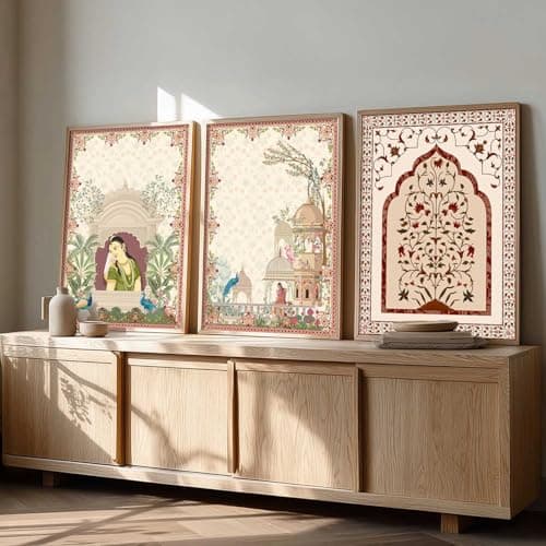 kotart Traditional Wall Art Painting With Frame Pichwai Art Home Decoration For Living Room Bed Room Hotel Wall Decor Digital Reprint Set of 3 (13X17 inch)
