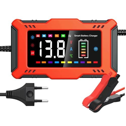 YONHAN Intelligent Battery Charger, 6A 12V Lithium Iron Phosphate, Lead Acid Maintainer and Automatic Battery Repair Function Portable with LED Display, for Car, Motorcycle, Truck, AGM