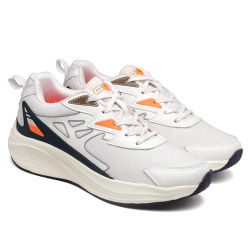 ASIAN Men BOSS-03 Running and Casual Wear Running Shoes with Laces, Lightweight and Comfortable Shoes for Men & Boys, Ideal for Sports, Gym, Walking, and Daily Use, 8 UK, White