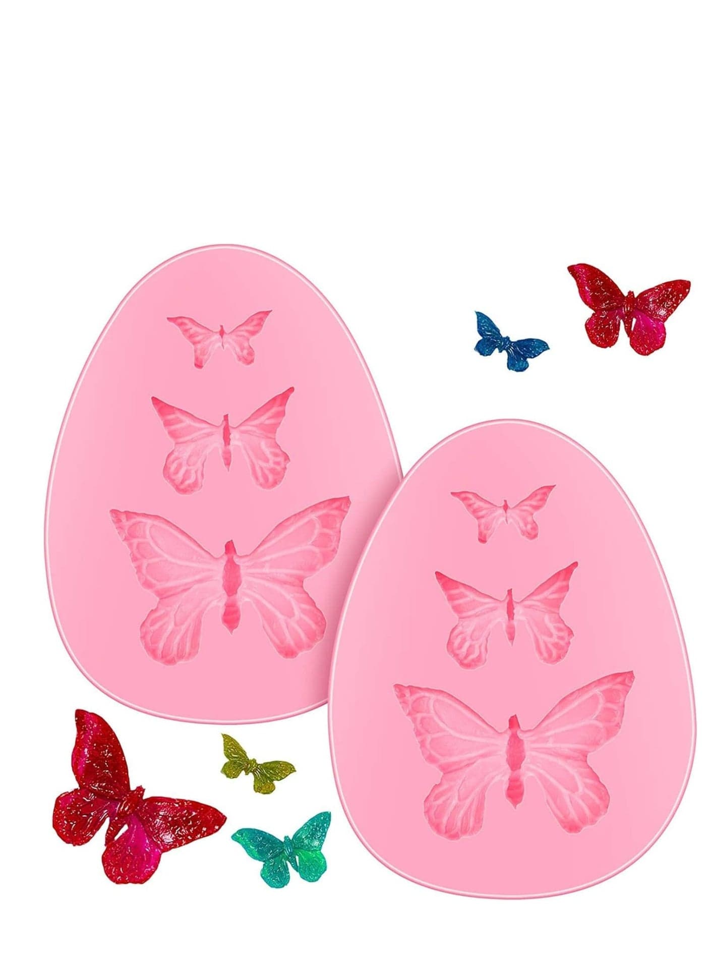 2 Pcs Butterfly Silicone Fondant Mold, Cake Jelly Molds, Chocolate Mould, Silicone Fondant Candy Cake Baking Mold, Kitchen Baking Tool, Cupcake Decoration Tool, for Cake Decorating