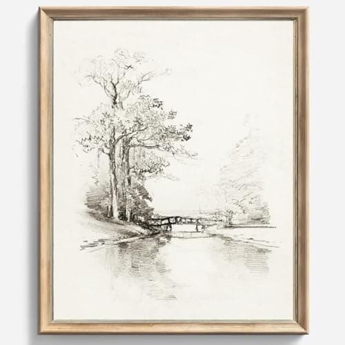 Vintage Wall art Classical Paintings Poster Prints Room Decor for Home Office Bedroom Living Room Bathroom Wall Decor Antique tree by the river