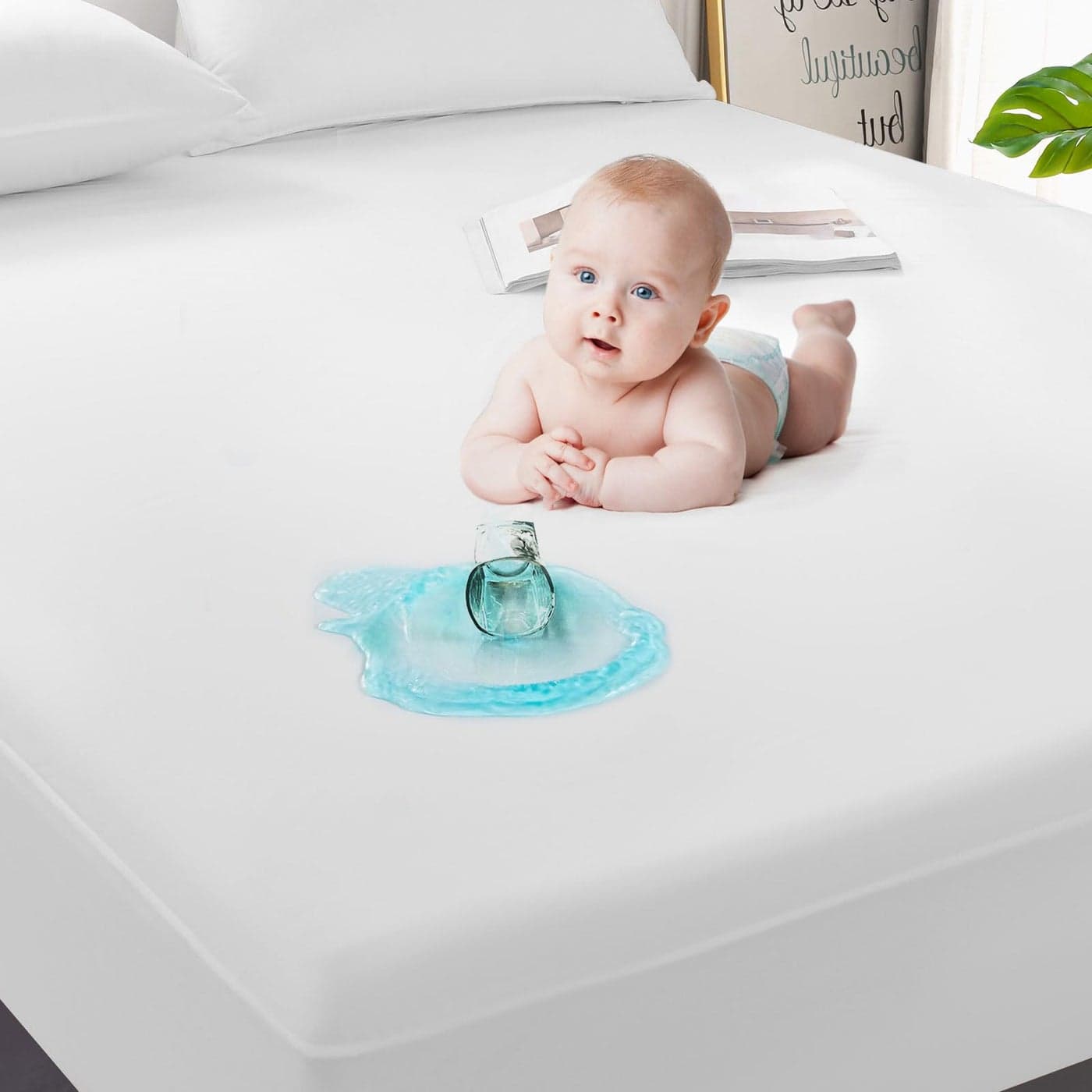 GRT 1 Pack 100 Waterproof Mattress Protector King Size Breathable Noiseless Waterproof Mattress Cover Fitted Deep Pocket from 5 to 21 Smooth Washable King Bed Protector Vinyl Free