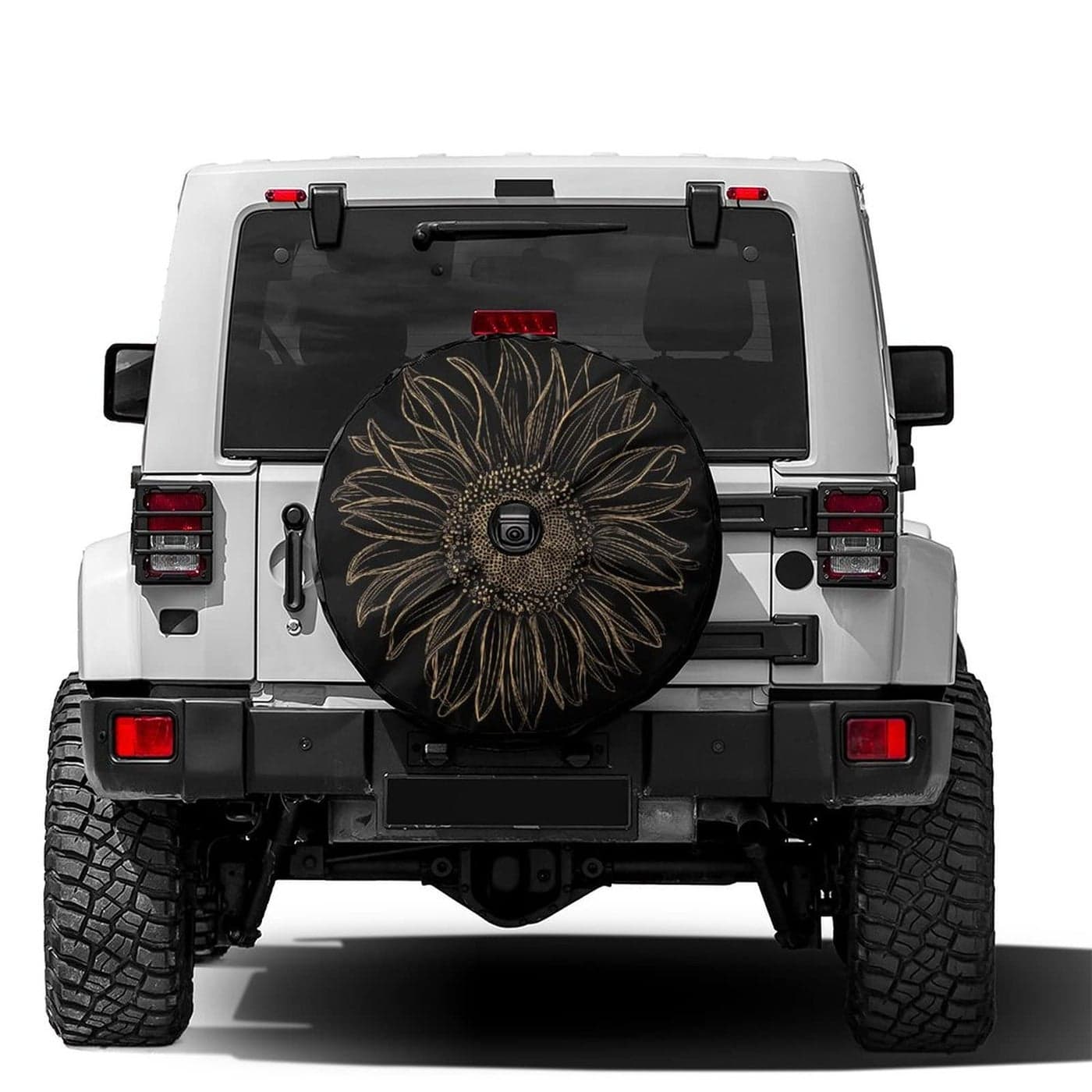 Delerain Spare Tire Cover with Backup Camera Hole Sunflower Wheel Covers Waterproof DustProof UV Sun Universal Fit for RV Trailer RV SUV Truck 17 Inch for Diameter 3133