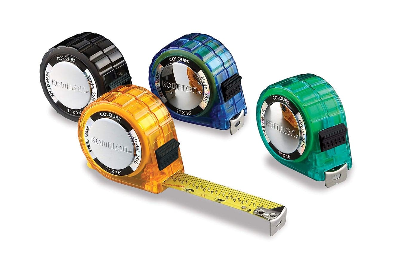 Komelon 3516 Colours Tape Measure with Acrylic Coated Steel Blade 16Feet by 1Inch Assorted Colors