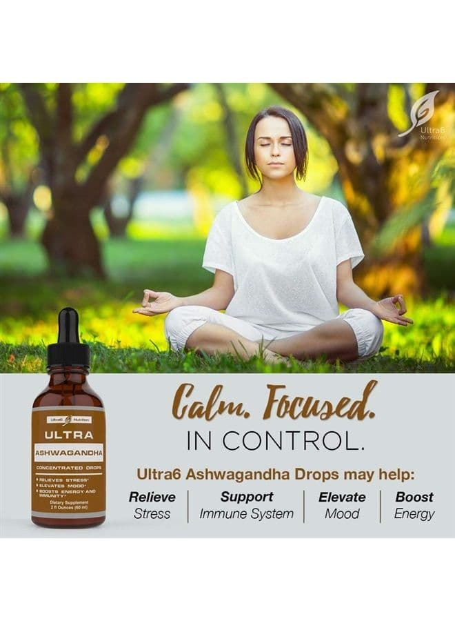 Ashwagandha Liquid Drops | Ashwagandha Supplements with Rhodiola Rosea Tincture | Ashwagandha Root Extract for Mood, Energy, and Relaxation