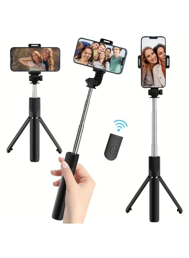 3-in-1 Selfie Stick Tripod with Bluetooth Remote — Portable & Extendable up to 27.6″, iOS & Android Compatible