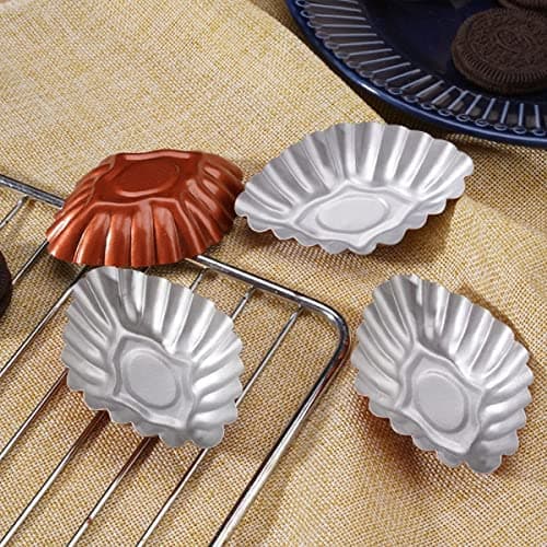 TASKHOUSE Mini Tart Egg Moulds Carbon Steel Cake Muffin Pan Biscuit Lining Baking Mold (Diamond, 6 Piece)