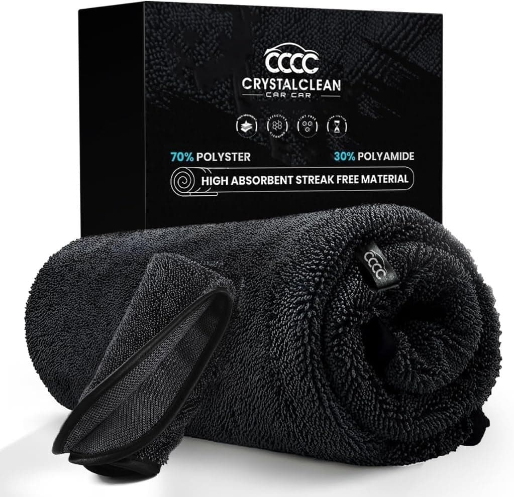 Crystal Clean 1300GSM Car Drying Towel XL 24x36 Microfiber Towels for Cars with Double Twisted Loop Professional Detailing Towel for Car Detailers Quick Dry Paint Safe SwirlFree
