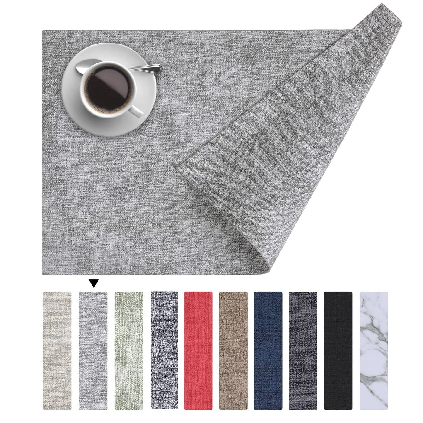 Homaxy Faux Leather Heat Resistant Placemats for Dining Table Set of 6 Waterproof Wipeable Washable PU Table Mats Easy to Clean AntiSlip Place Mats 118 x 17 Light Grey