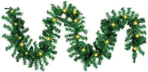 Partunay 9 Ft Xmas Tree Pine Garland with Light Christmas Streamers Christmas Garland Christmas Wreath Garland for Christmas Xmas Newyear Decoration Item