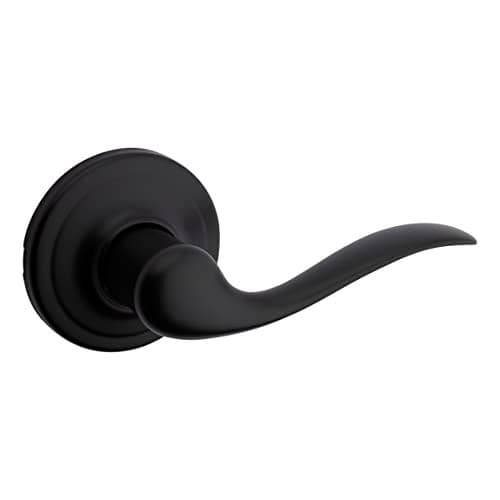 Kwikset Tustin Dummy Door Handle, Single Sided Lever for Closets, French Double Doors, and Pantry, Matte Black Non-Turning Right Handed Interior Push/Pull Lever, with Microban Protection