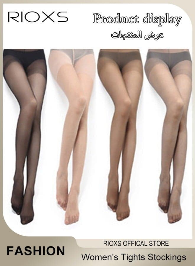 Women's 4 Pairs Thin Tights Stockings, Opaque High Waisted Sheer Leggings, Ultra-Thin Soft Stocking, Ladies Pantyhose Hollow Stocks With Reinforced Toes, Womens Footed Pantyhose Hosiery Tights, Stockings for Dates/ Weddings/ Daily Waer