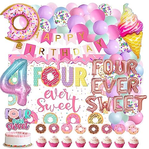 Four Ever Sweet Birthday Decorations 4th Birthday Decorations Girl Four Ever Sweet BalloonFour Ever Sweet Birthday Party