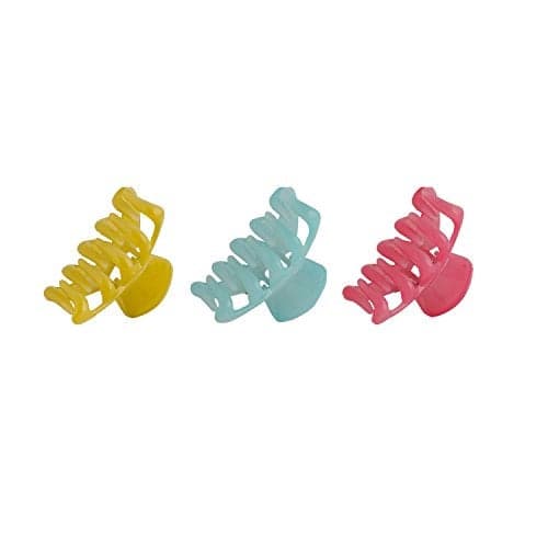 AccessHer Simple Black Color Acrylic Clip hair accessories yellow,pink,blue plated for women and girls pack of 3