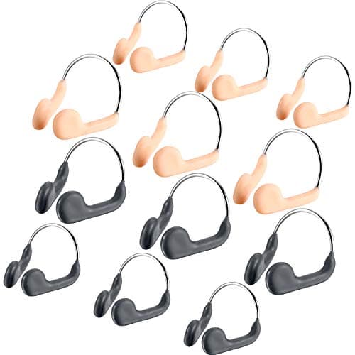 Fiada 12 Pieces Swimming Nose Plug Metal Swim Nose Clip for Adult Training Swimming Beginners