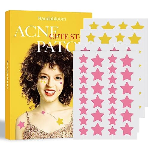 Mandabloom Acne Patches Pimple Patches Pink Yellow Star Shaped Absorbing Cover Patch Hydrocolloid For Face Zit Patch Dots Add Tea Tree Oil 112 14mm 12mm