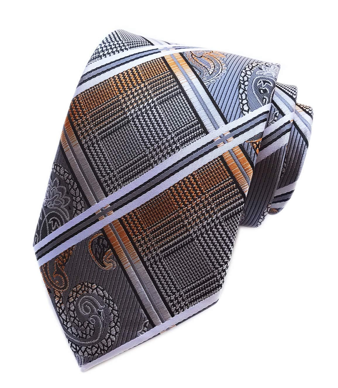 Secdtie Men's Fashion Grey Jacquard Woven Silk Tie Microfiber Formal Necktie