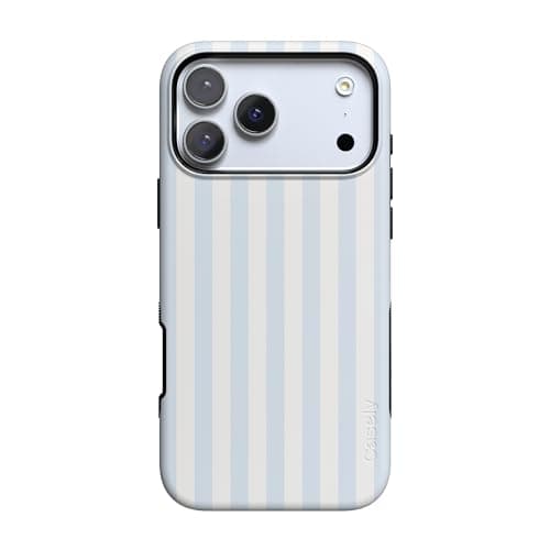 Casely iPhone 17 Pro Case Blue Stripes Sunday Best Bold Protective Design Compatible with MagSafe