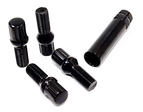 Set of 20 Veritek 14x1.5mm Black 2.16" 28mm Shank Spline Drive Conical Seat Wheel Lug Bolts for Alfa Romeo Audi Mercedes VW Volkswagen Aftermarket Custom Wheels