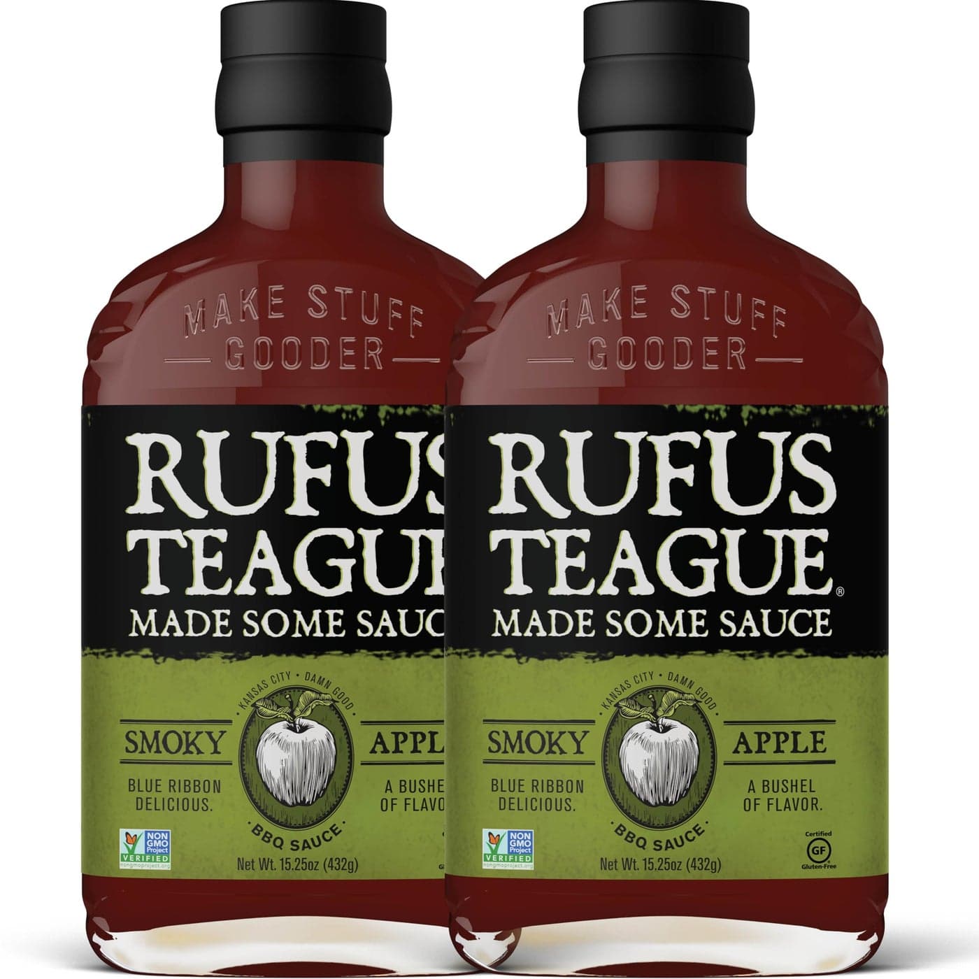 Rufus Teague Smoky Apple BBQ Sauce 2 Pack Premium Barbecue Sauces with Natural Ingredients AwardWinning Bold Flavor GlutenFree NonGMO 1525 oz