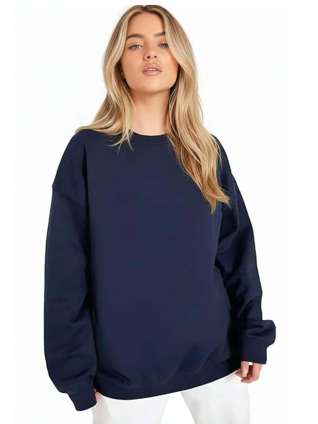 LEOTUDE Women’s Loose fit Round Neck Sweatshirt for Women (GRL_W11_SP-XOD9_P_Znavy_M)
