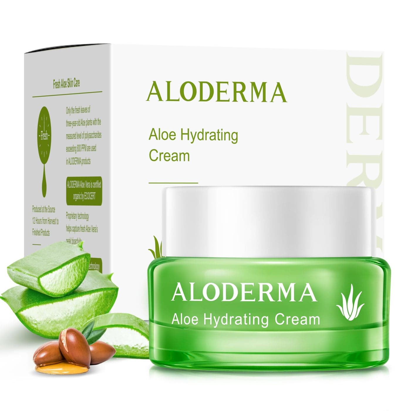 Aloderma Hydrating Face Cream for Dry Skin Made with 65 Organic Aloe Vera Natural Hydration with Hyaluronic Acid Arginine Nourishing Aloe Vera Face Cream Moisturizing Dry Skin Cream 17oz