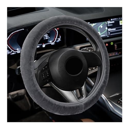 Suvnie Car Fluffy Steering Wheel Cover 15 Universal Furry Auto Steering Wheel Protector for Warm Winter Elastic NonSlip Car Steering Wheel Cover Vehicle Interior Decor Accessories Gray
