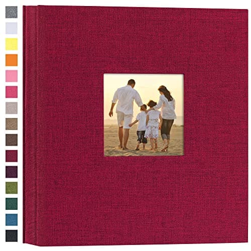 potricher Linen Hardcover Photo Album 4x6 600 Photos Large Capacity for Family Wedding Anniversary Baby Vacation (Red, 600 Pockets)