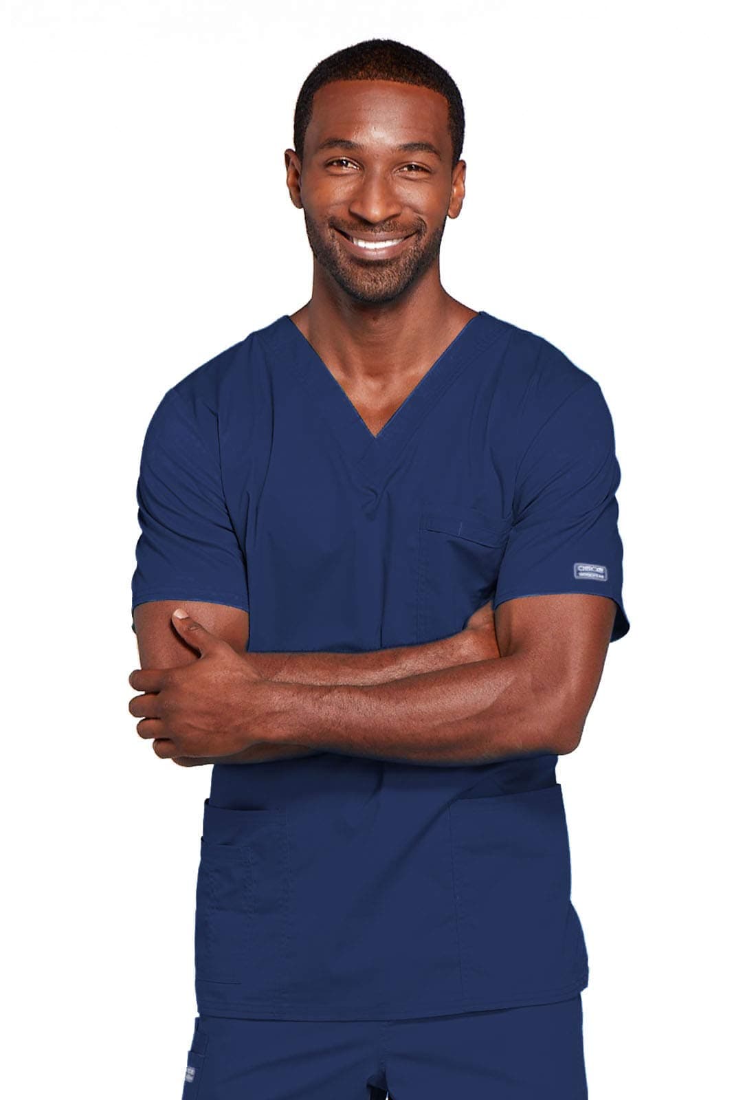 Cherokee Big and Tall Premium Core Stretch Unisex V-Neck Scrubs Shirt, Navy, XXXX-Large