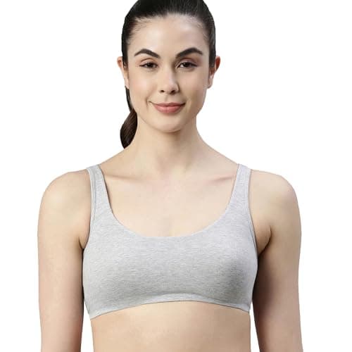 Enamor SB06 Low Impact, Non-Padded, Wirefree and High Coverage Bra Greymelange