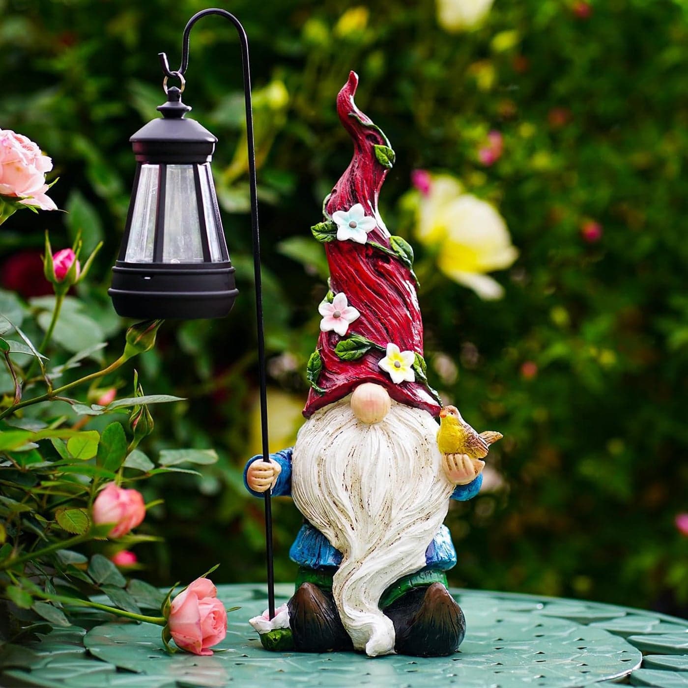 Pohabery Christmas Gnomes Outdoor Statue with Solar LightsSolar Garden Gnomes Decorations for Yard Patio Outside Gnome Garden Decor Gnomes Gifts for Women Mom