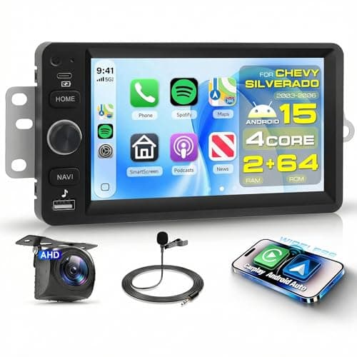 4 Core 2G+64G Car Radio for 2003-2006 Chevrolet Chevy Silverado GMC Sierra Yukon Tahoe Impala Hummer H2, 7" IPS Touch Screen Android Car Stereo with DSP Carplay Android Auto FM SWC Backup Camera