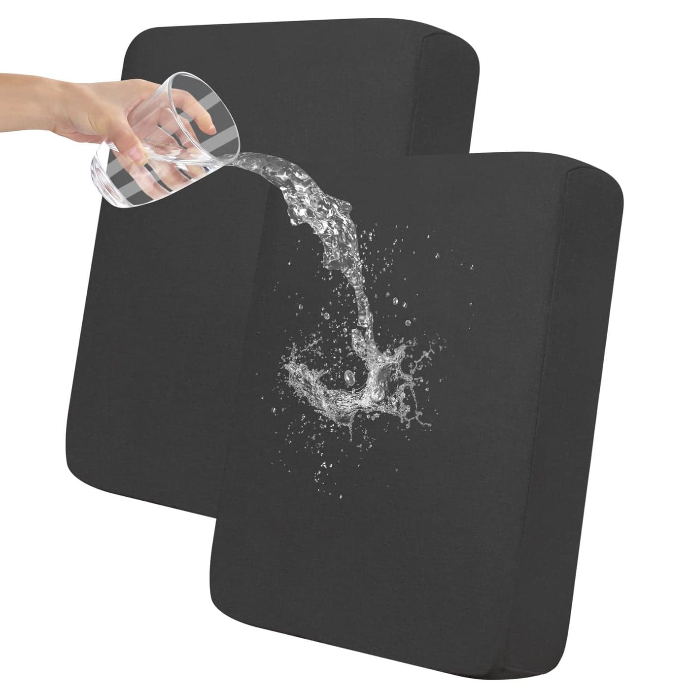 EasyGoing 100 Waterproof Chair Sofa Seat Cushion Slipcovers Couch Cushion Cover Stretch Furniture Protector for Kids Pets 2Piece Loveseat Cushion Dark Gray