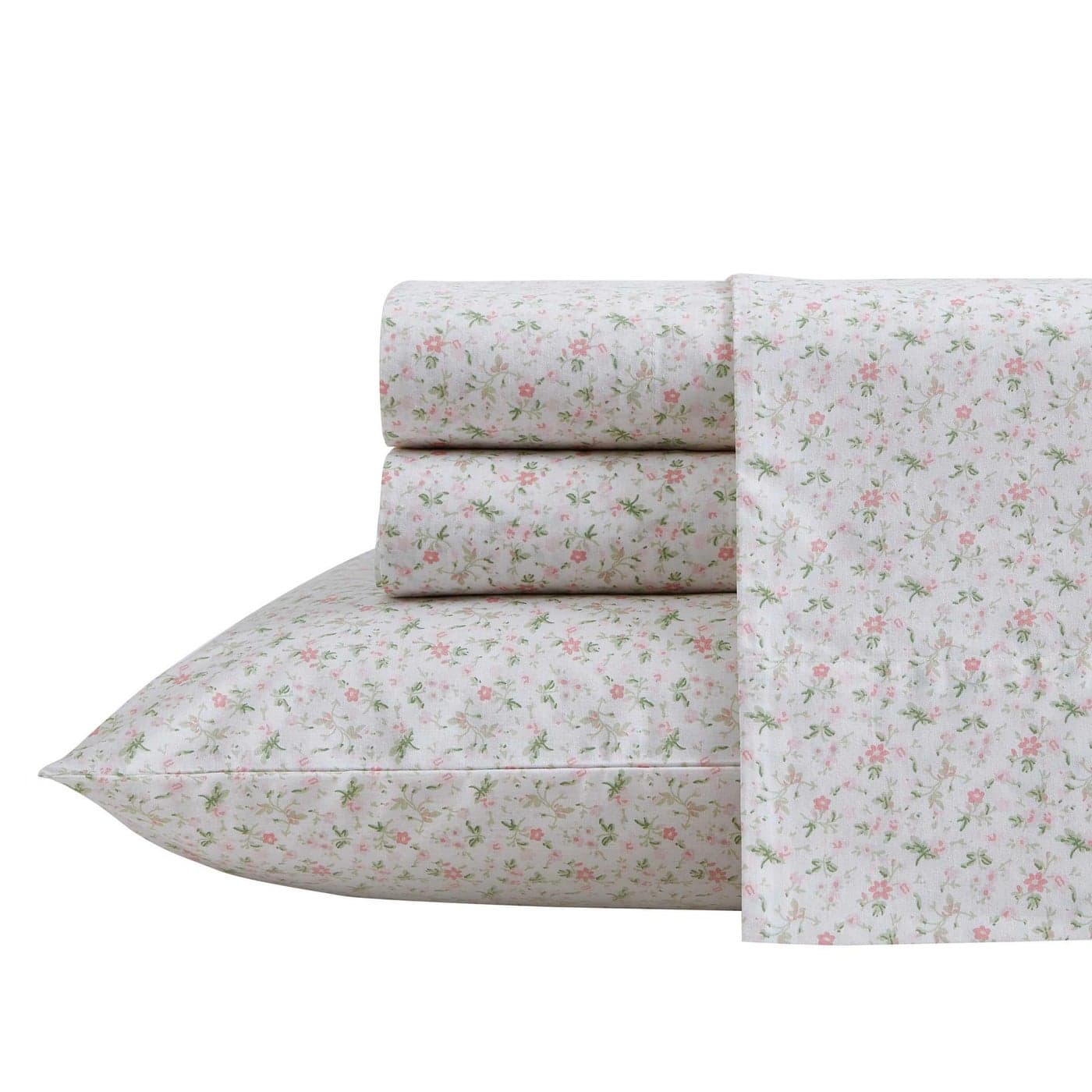 Laura Ashley King Sheets Cotton Percale Bedding Set Lightweight Breathable Home Decor Evie Pink King