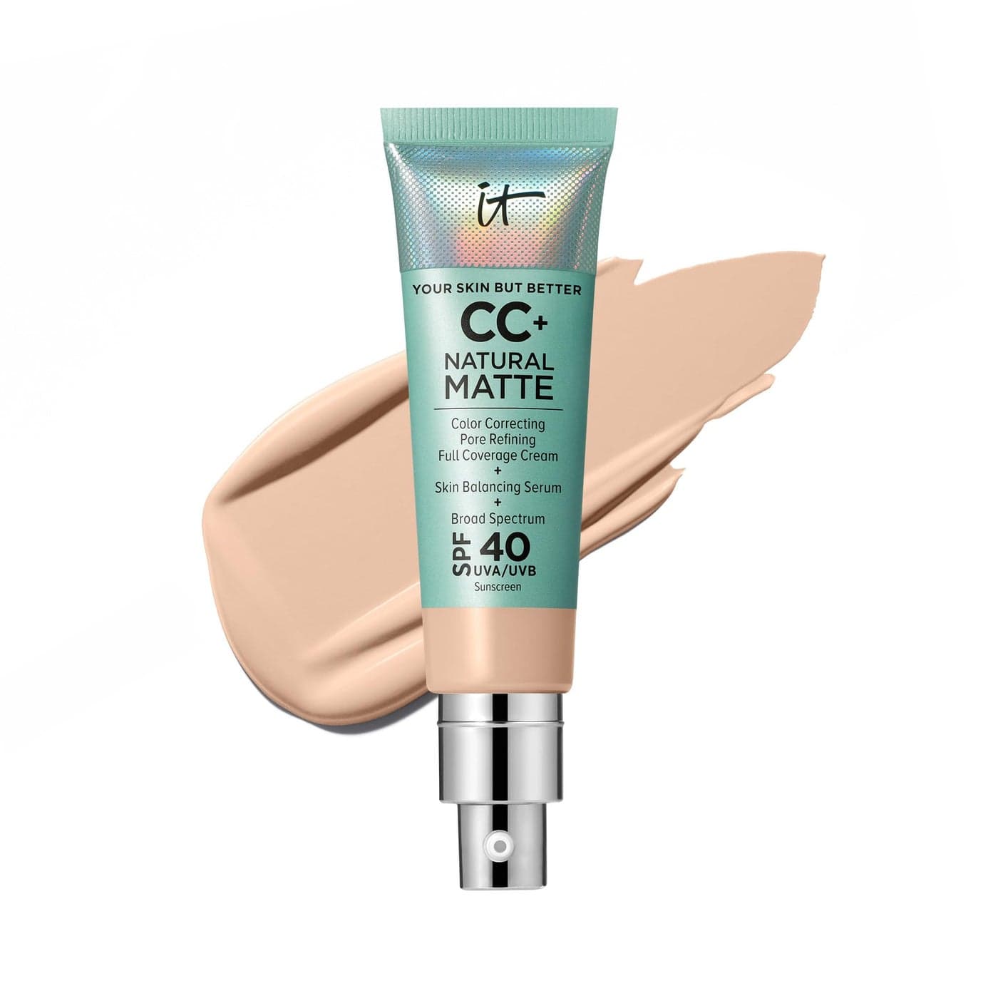 IT Cosmetics CC Cream Natural Matte Fair Light Hydrating Full Coverage Foundation With SPF 40 ShineReducing ColorCorrector With Hyaluronic Acid For Oily Skin 108 fl oz