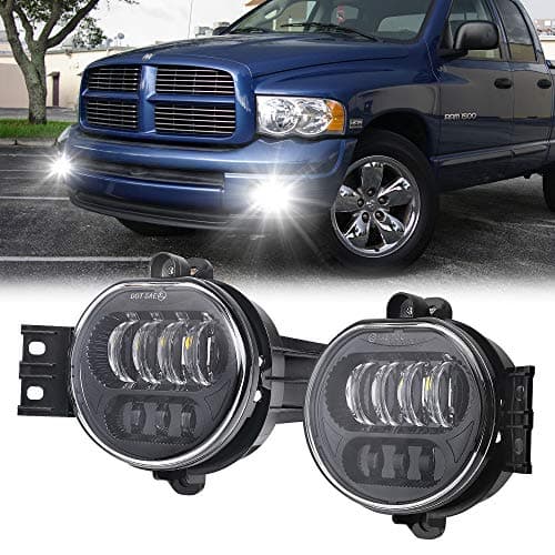Tugwuetlwu LED Fog Lights for 3rd Gen Dodge Ram 1500 2002-2008 Ram 2500/3500 Dodge Durango Pickup Truck New Version 2003 2004 2005 2006 2007 2008 2009 Black