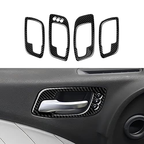 BRMYL Car Inner Door Handle Bowl Decals for 2011-2023 Dodge Charger/Chrysler 300 Accessories Carbon Fiber Interior Stickers (with Memory Seat)