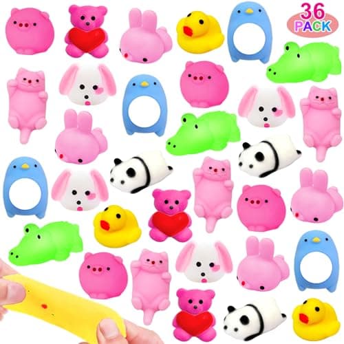 36 Pack Easter Mochi Squishies Toys 9 Styles Animals Mochi Stress Relief Squeeze Fidget Toys Easter Basket Stuffers for Kids Toddlers Easter Party Favors Game Prizes Goodie Bags Fillers Birthday Gifts