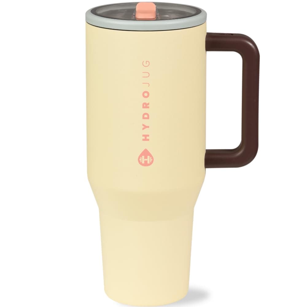 HydroJug Traveler - Modern 40 oz Tumbler with Handle & Simple Flip Straw - Car Cup Holder Friendly, Leak Resistant Water Bottle-Reusable Insulated Stainless Steel & Rubber Base - Gifts for Women & Men