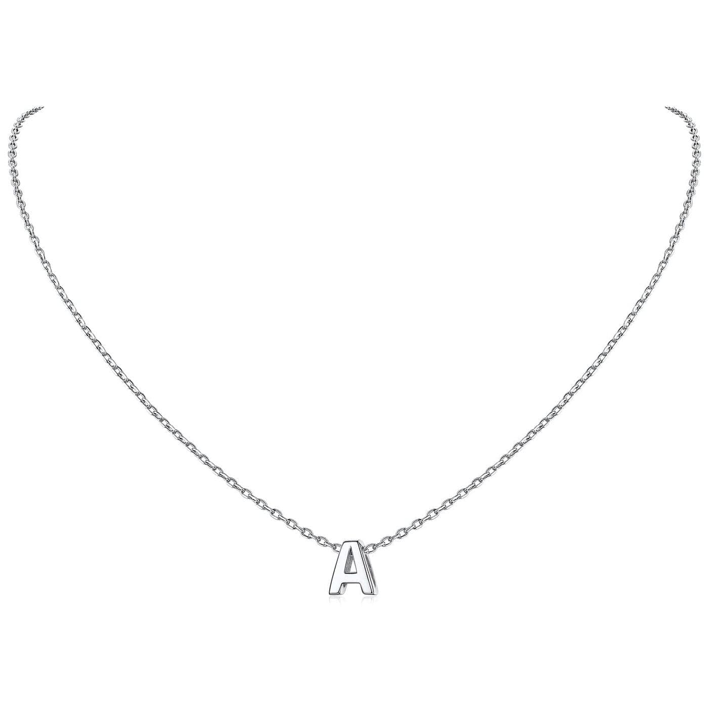 925 Sterling Silver Necklace Small Dainty Initial Pendant Necklace Personalized Name Necklace Tiny Alphabet Charm Letter A Necklace Hypoallergenic Necklace for Girls