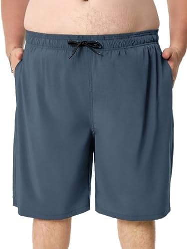 Arcweg Big and Tall Mens Swim Trunks with Mesh Lining Plus Size Swim Shorts Beach Shorts Swimsuit Bathing Suit Men’s Swim Suits(2XL-6XL) Grey